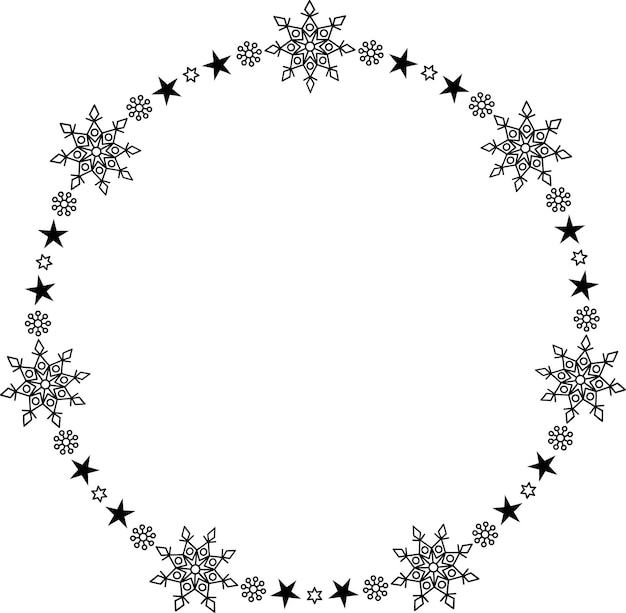 Marco de círculo de copo de nieve borde redondo de copo de nieve de invierno