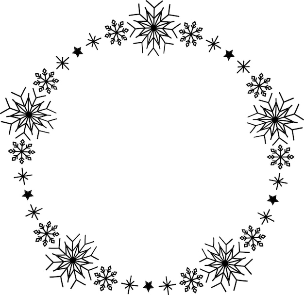Marco de círculo de copo de nieve de invierno