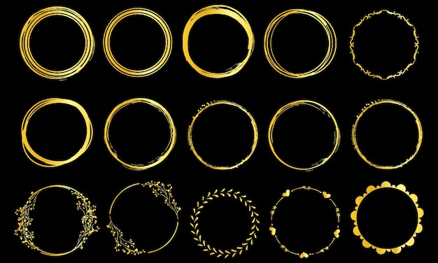Vector marco de círculo dorado de colecciones para invitación de boda o tarjeta de identificación