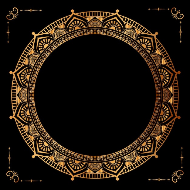 Marco de círculo dorado de lujo transparente con patrón circular de oro mandala vintage