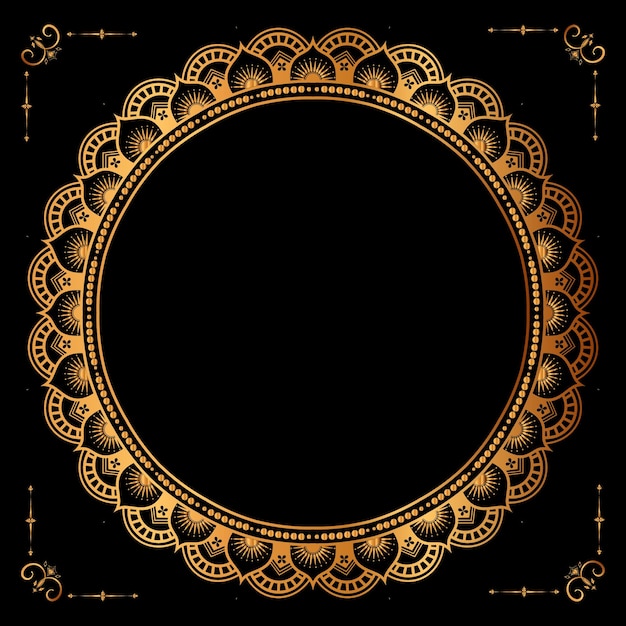 Marco de círculo dorado de lujo transparente con patrón circular de oro mandala vintage