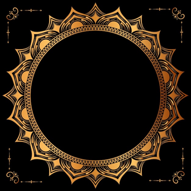 Marco de círculo dorado de lujo transparente con patrón circular de oro mandala vintage