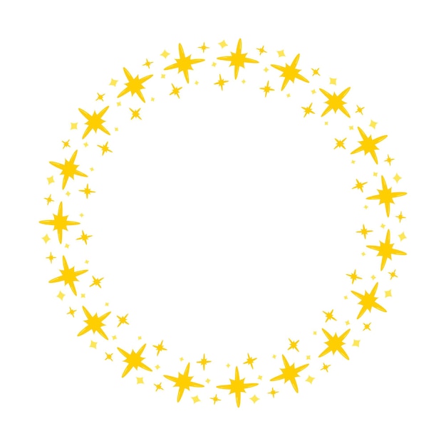 Marco de círculo dorado vectorial de forma de estrella aislado en blanco