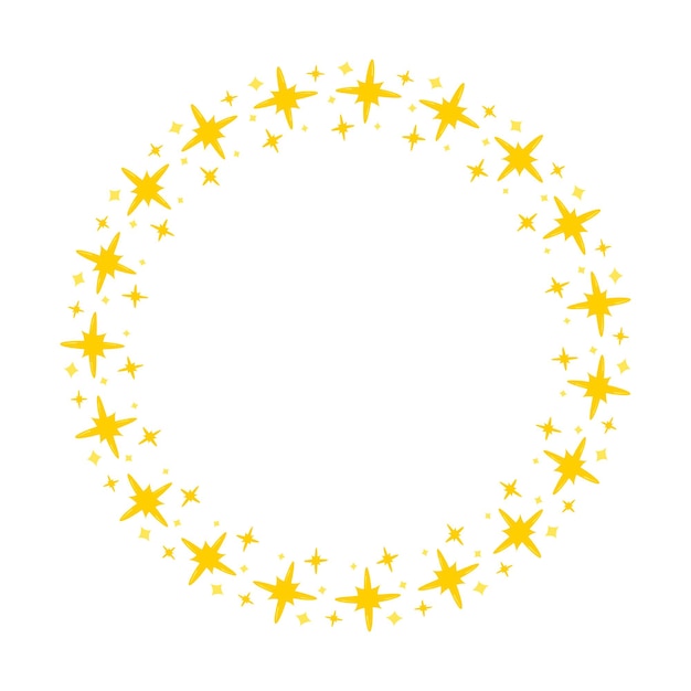 Marco de círculo dorado vectorial de forma de estrella aislado en blanco