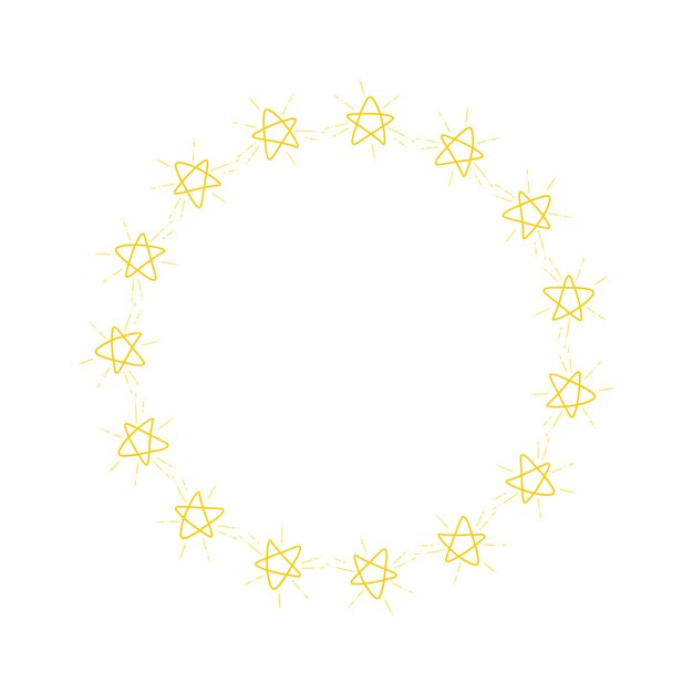 Marco de círculo dorado vectorial de forma de estrella aislado en blanco
