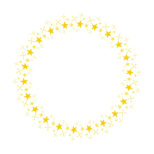 Marco de círculo dorado vectorial de forma de estrella aislado en blanco