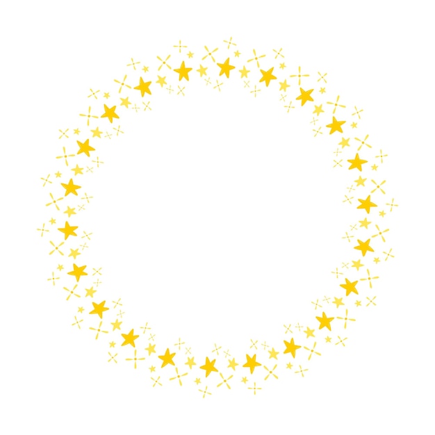 Marco de círculo dorado vectorial de forma de estrella aislado en blanco