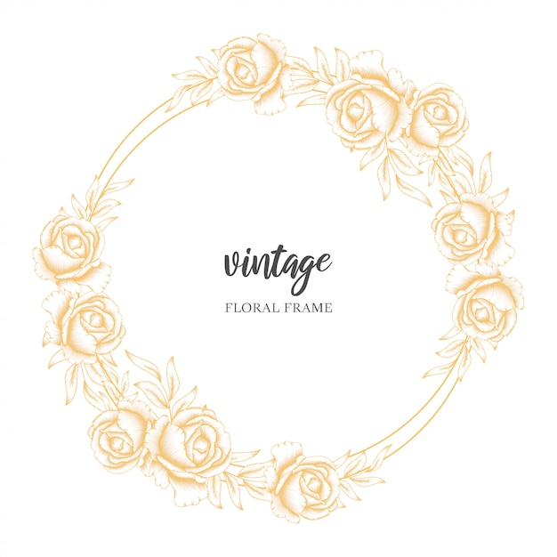 Marco de círculo floral vintage dorado