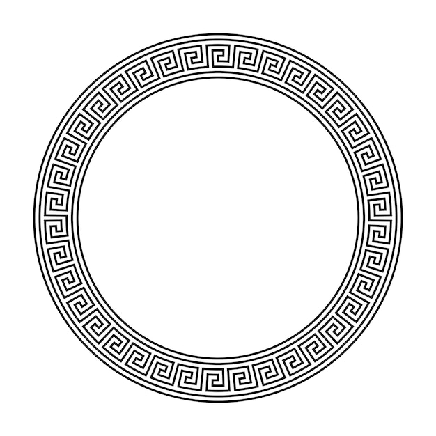 Marco de círculo de ornamento griego. meandro patrón redondo. borde de traste griego antiguo. meandros geométricos