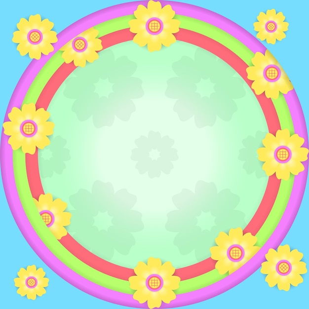 marco de círculo con pétalos de flores. pastel, colorido, corte de papel y estilo creativo.