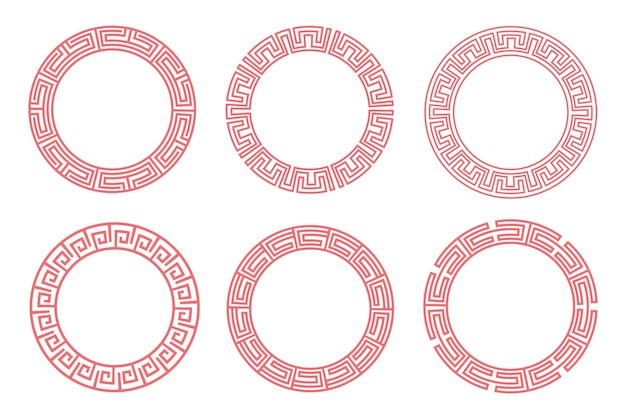 Marco de círculo rojo chino establece diseño vectorial.