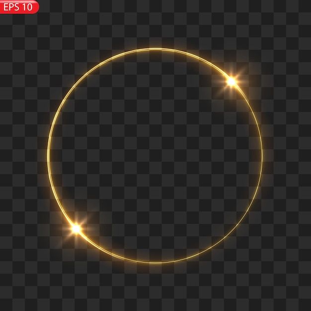 Marco de círculos dorados con efecto de luz brillante Un destello dorado vuela en un círculo en un anillo luminoso