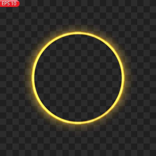 Marco de círculos dorados con efecto de luz brillante Un destello dorado vuela en círculo en un anillo luminoso