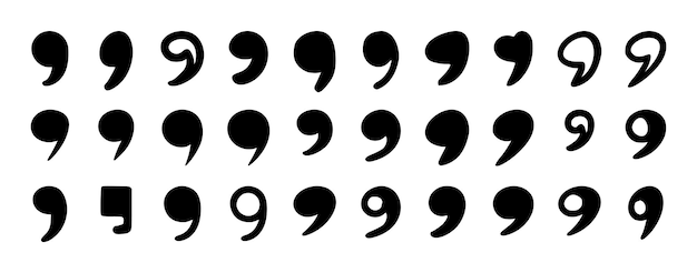 Marco de citas de Doodle conjunto de comas dibujadas a mano para el discurso burbuja vector icono de apóstrofo cómico para