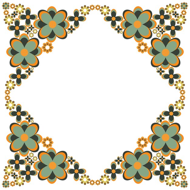 un marco colorido con un diseño de flores en él