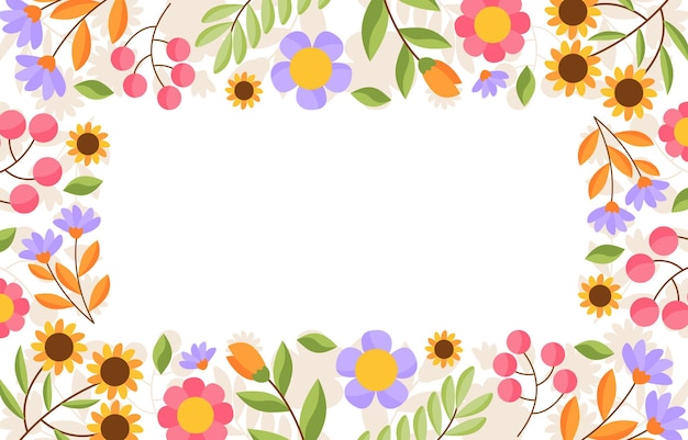 un marco colorido con flores en él y un fondo blanco