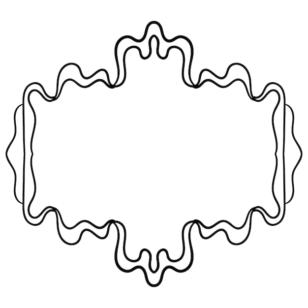Marco de contorno Elemento de garabato redondo ornamental aislado sobre fondo blanco