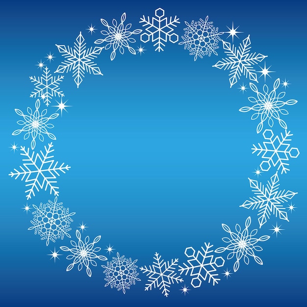 Marco De Copo De Nieve Blanco Redondo De Vector Sobre Un Fondo Azul.