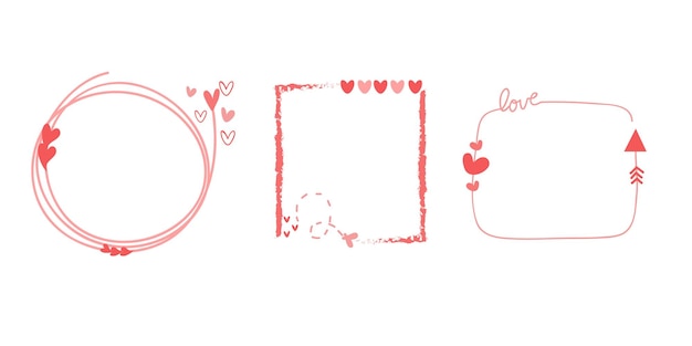 Marco de corazón Doodle Decoración de marco de cartel romántico con marco de corazones para el Feliz Día de San Valentín