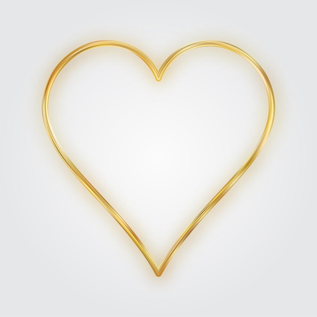 Marco de corazón dorado delgado corazón dorado realista borde de lujo símbolo del amor