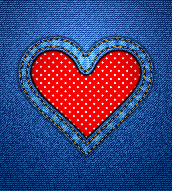 Marco de corazón de jeans con lunares
