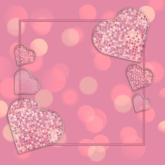 Marco de corazón rosa reluciente