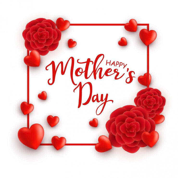 marco con corazones y flores. Feliz dia de la madre