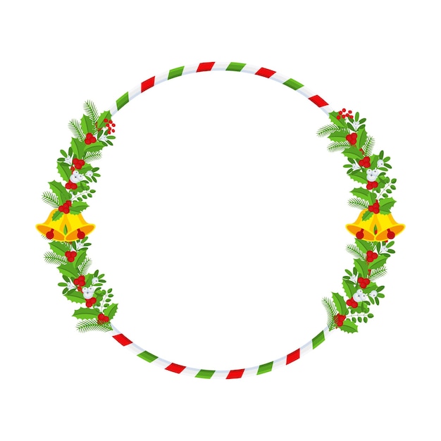 Marco de corona floral redonda de Navidad icono tradicional de guirnalda de invierno