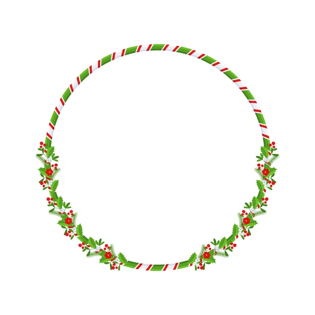 Marco de corona floral redonda de Navidad icono tradicional de la guirnalda de invierno
