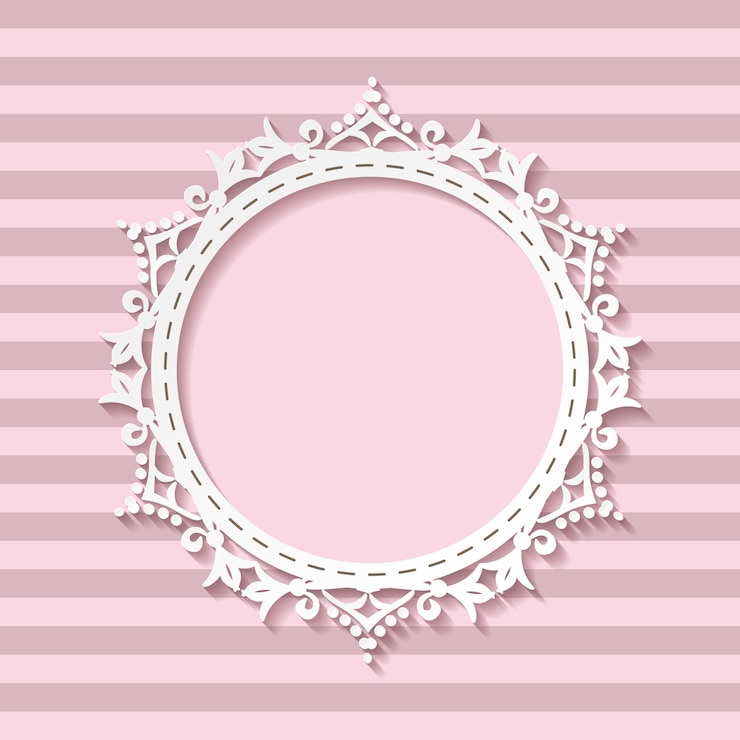 Vector marco de corte de papel lindo sobre fondo transparente rayado.