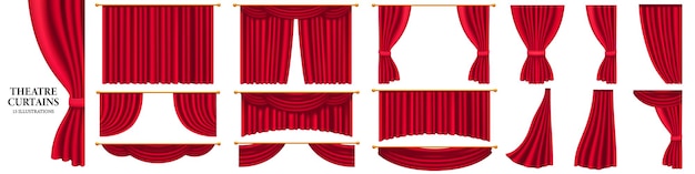 Vector marco de cortinas de teatro conjunto de cortina de teatro estilo realista