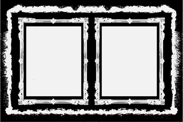 Marco cuadrado con adorno de tinta negra Grunge alrededor de los bordes fondo blanco en formato vectorial EPS B