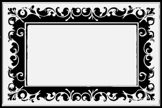 Marco cuadrado con adorno de tinta negra Grunge alrededor de los bordes fondo blanco en formato vectorial EPS
