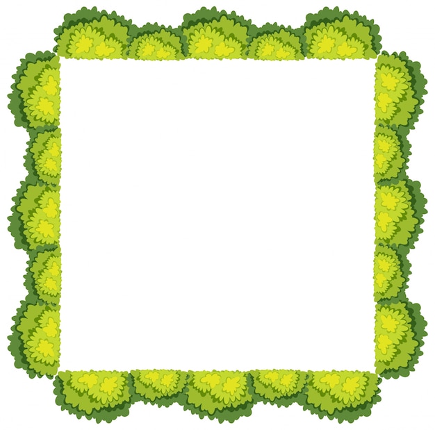 Vector marco cuadrado con arbusto verde