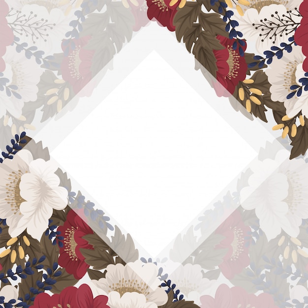 marco cuadrado blanco con flores