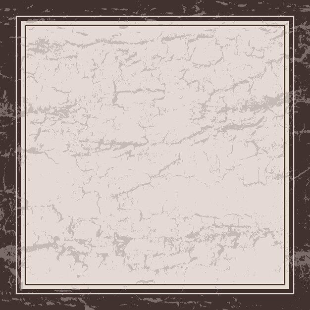 Marco cuadrado grunge con grietas Vector de estilo retro marrón y beige