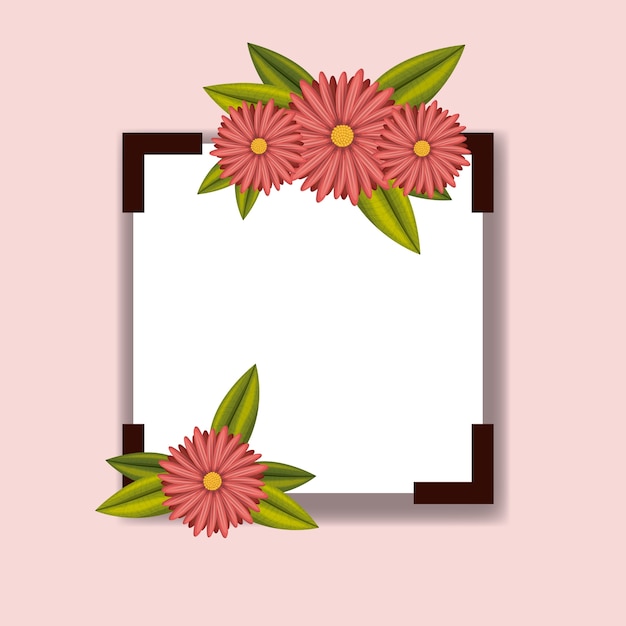 marco cuadrado con hermosa decoración de flores