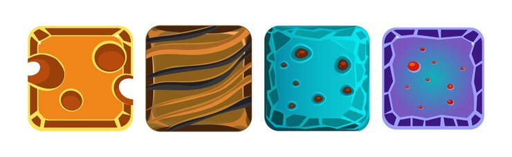 Vector marco cuadrado o icono de botón para el diseño de aplicaciones elemento de interfaz de juego de conjunto vectorial