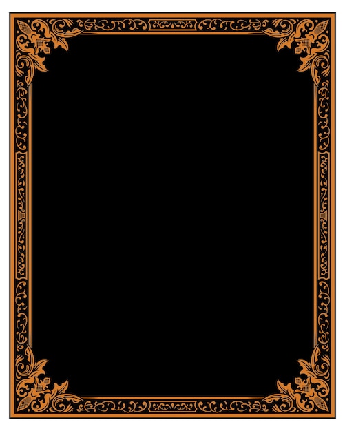 Marco cuadrado de ornamento victoriano con fondo negro