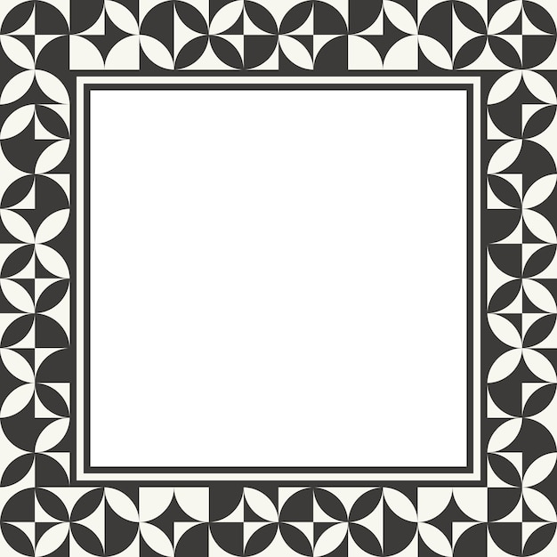 Marco cuadrado vectorial con espacio de copia Bauhaus geométrico abstracto ornamento en blanco y negro