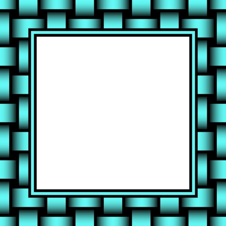 Vector marco cuadrado vectorial con espacio de copia tejido abstracto cian gradiente textura geométrica 3d