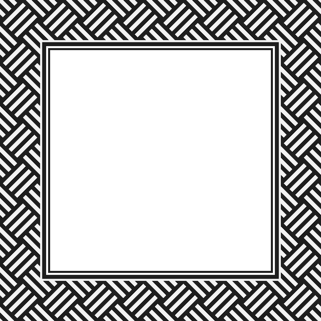 Marco cuadrado vectorial con espacio de copia Vector abstracto en blanco y negro textura geométrica clásica