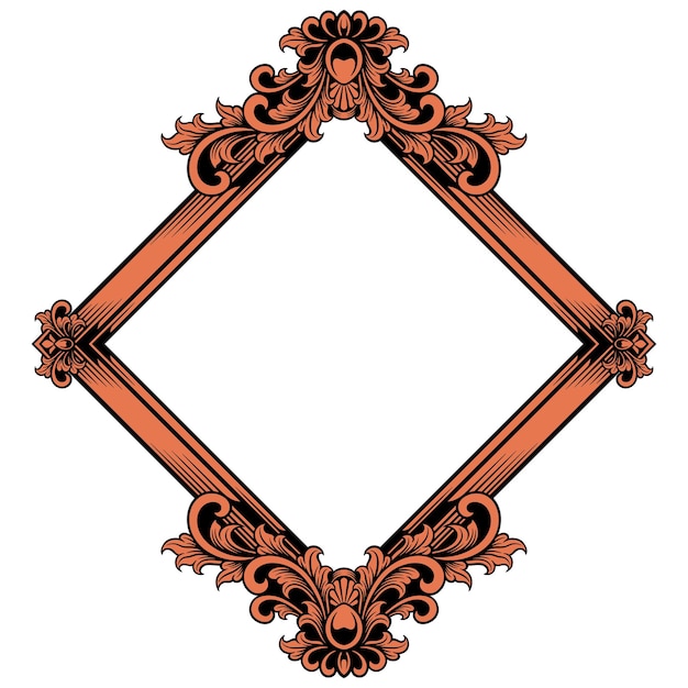 Marco cuadrado vectorial con ornamento