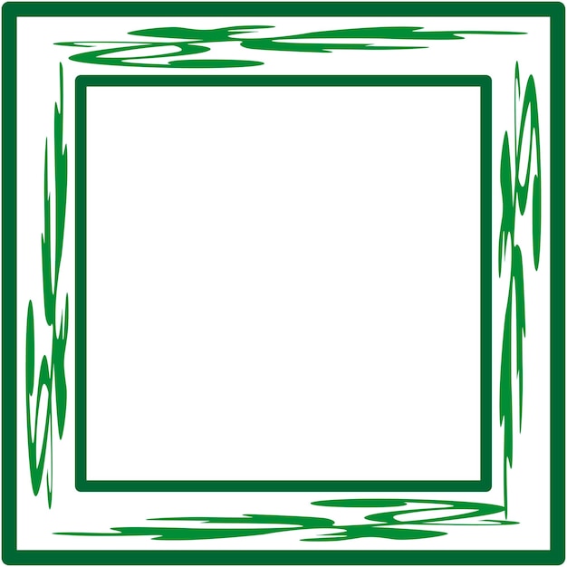 Marco cuadrado en zigzag borde abstracto verde elemento de forma vectorial forma de fondo blanco