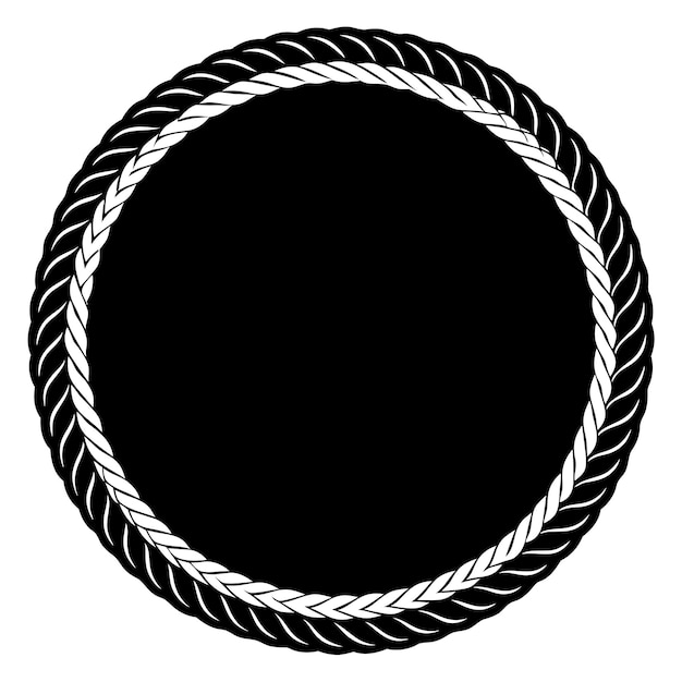 marco de cuerda de círculo silueta negra arte vectorial e ilustración