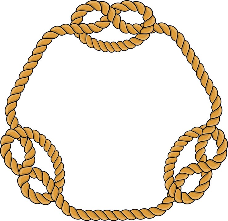 Vector marco de cuerda hexagonal aislado en cuerda retorcida de fondo blanco