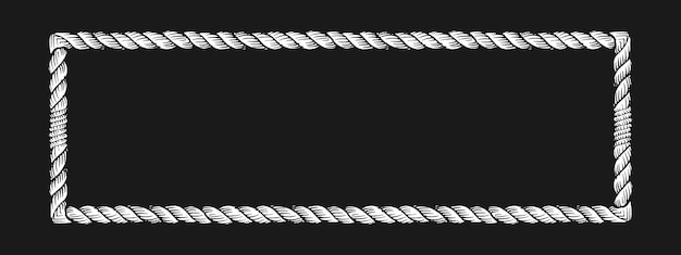 Marco de cuerda rectangular en ilustración vectorial de fondo negro