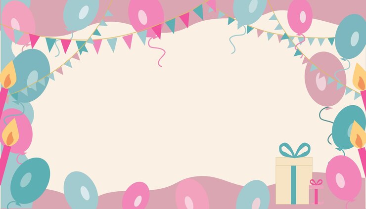 Vector marco de cumpleaños con elementos de decoración de globos rosados diseño rosado y beige