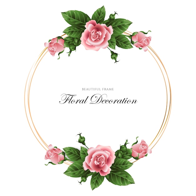 Vector marco de decoración de flor rosa