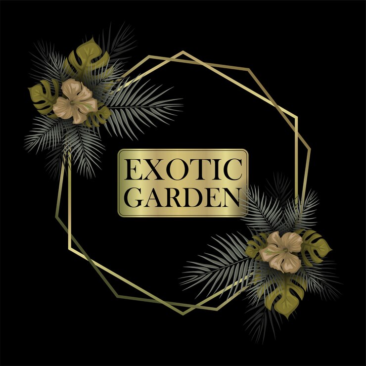 Marco de decoración floral exótico con plantilla de texto